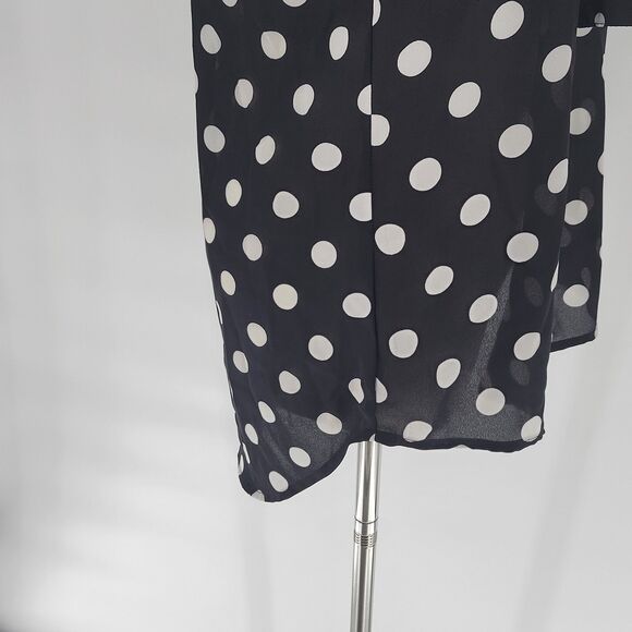 My Michelle black white semi sheer polka dot long sleeve button up top XS NWOT - Picture 3 of 8